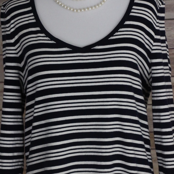 TALBOTS Navy & White Nautical-Inspired Striped Top - Picture 2 of 7